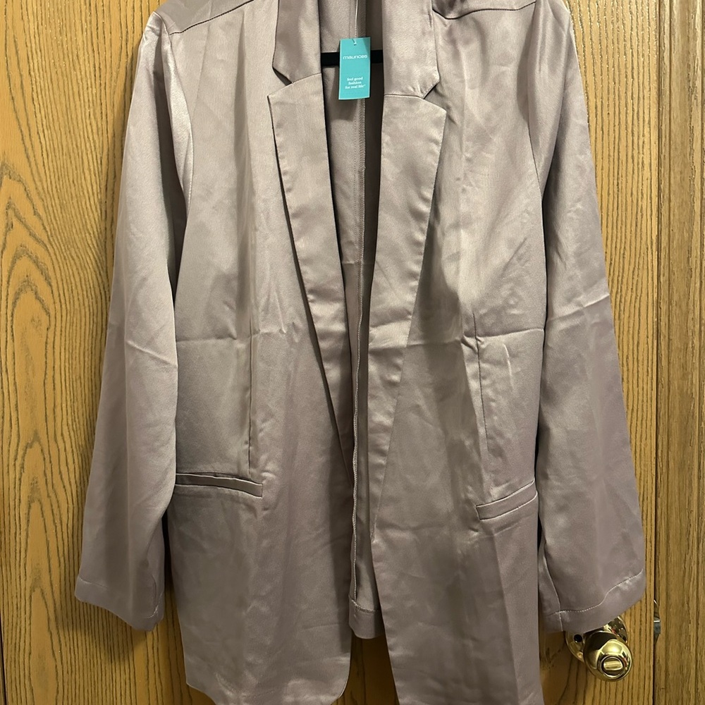 Maurices Tan Blazer Elegant Satin Sheen